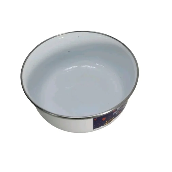 Vintage 10pc Christmas Santa Enamel Metal Nesting Bowl Stacking Set w/Lids New - Picture 10 of 10